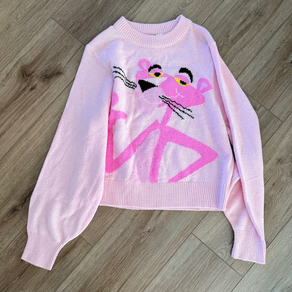 pink panther knit sweater